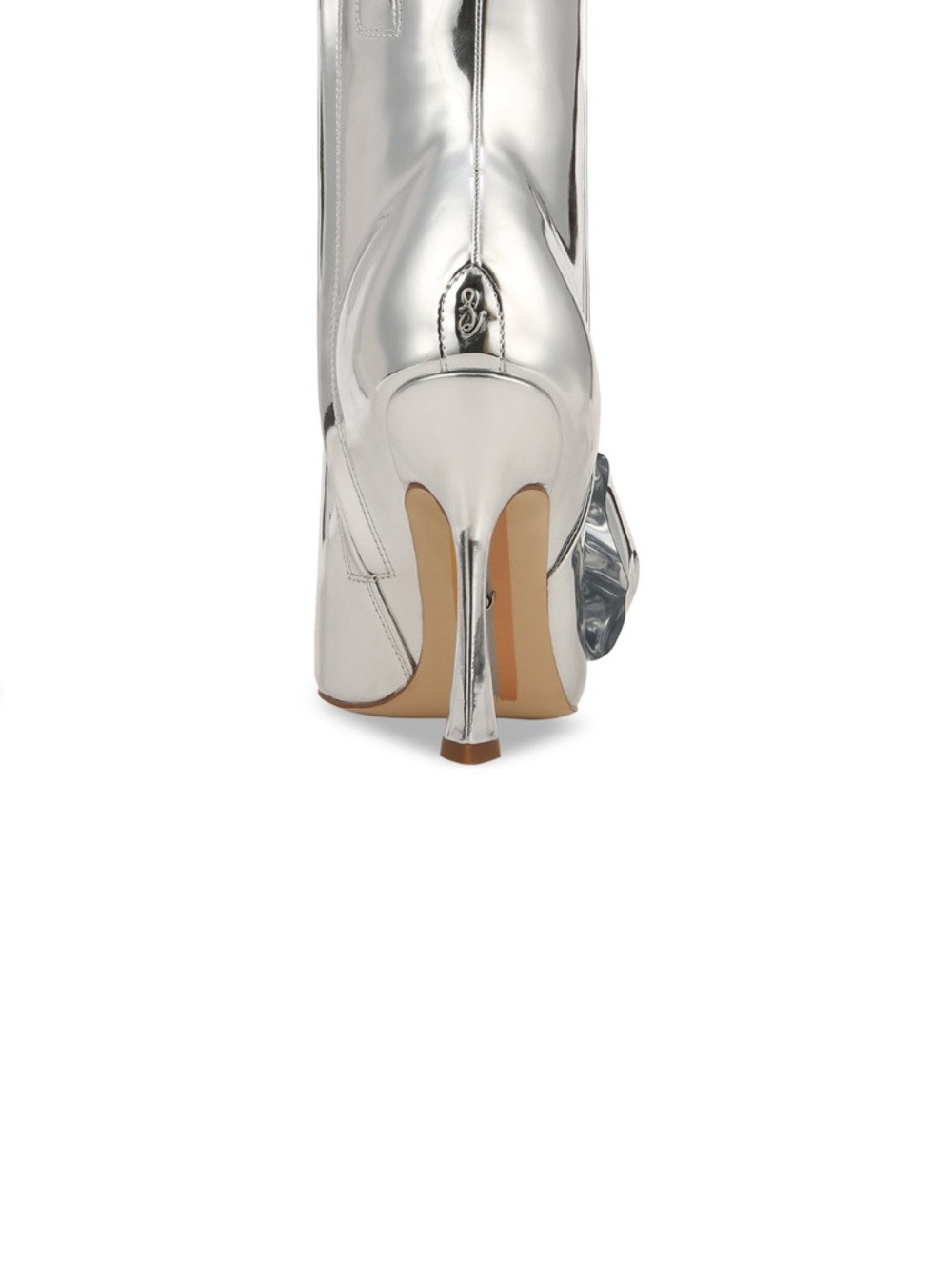 Sam Edelman Silver Pointed-Toe Ankle Boots with Floral Accent - Picture 8 of 10